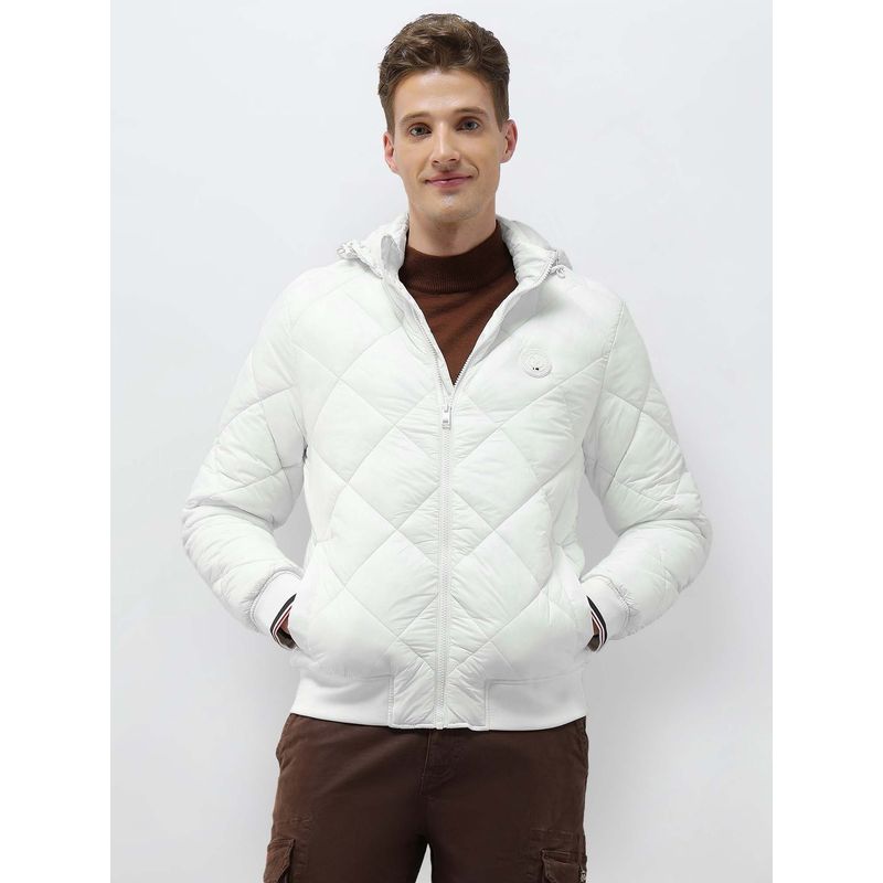 U.S. POLO ASSN. Men's White Solid Regular Fit Puffer Jacket (L)