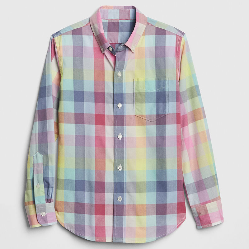 GAP Multi-Color Poplin Plaid Long Sleeve Shirt: Buy GAP Multi-Color ...