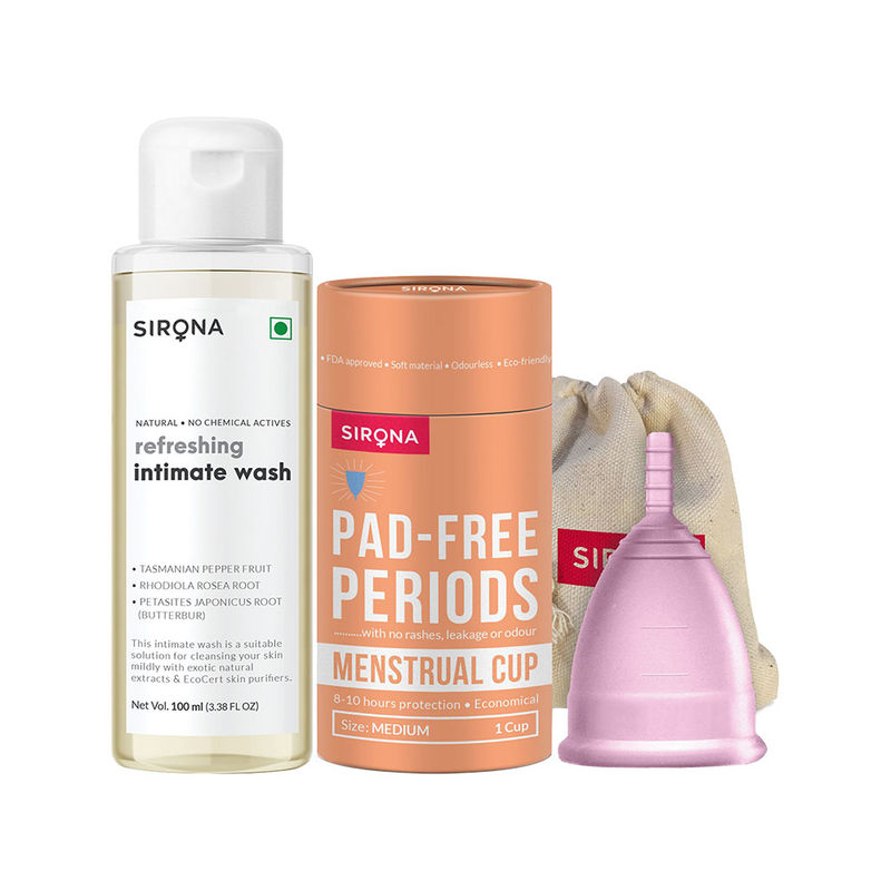 Sirona FDA Approved Reusable Menstrual Cup (Medium) with Refreshing