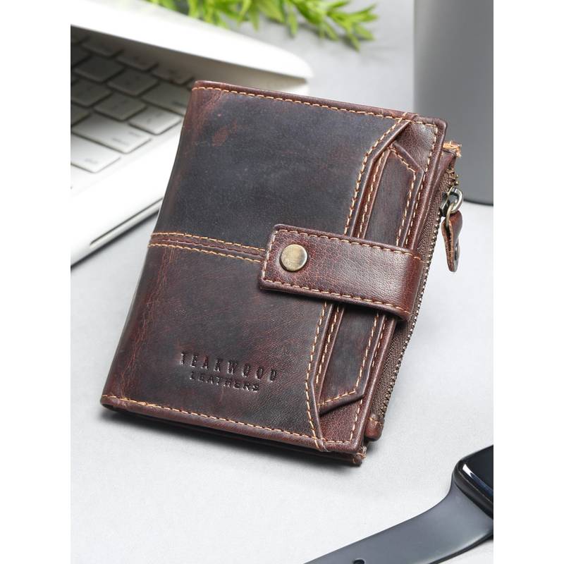 Buy Teakwood Men Brown Genuine Leather Two Fold Wallet Online