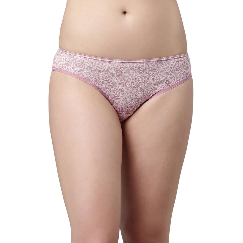 Enamor Women P000 Low Waist Floral Bikini Style Underwear Pink (M)