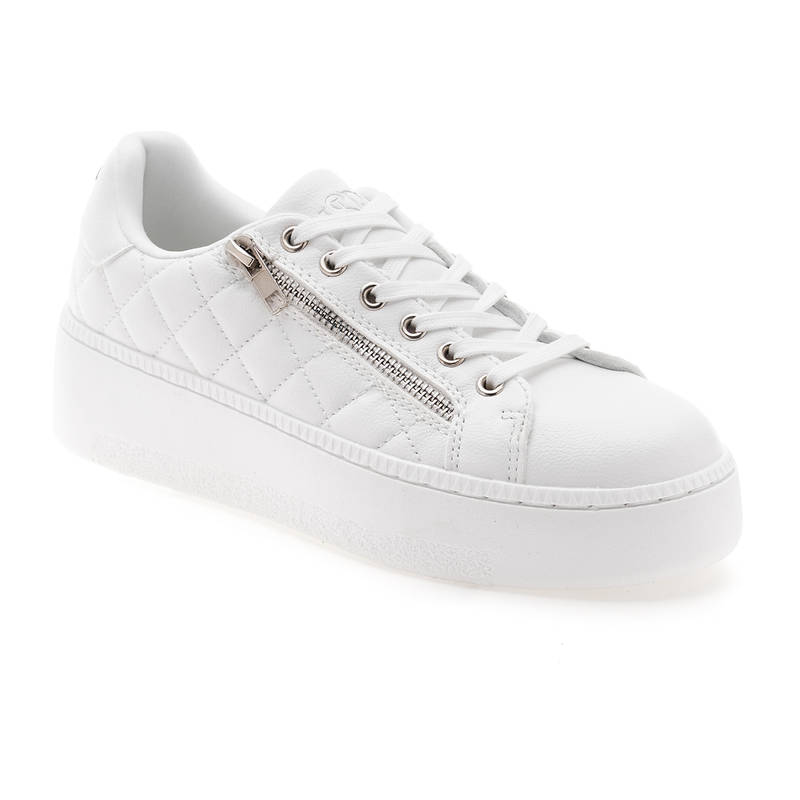 U.S. POLO ASSN. Gabriella White Sneakers Shoes With Quilting Detail (UK 3)