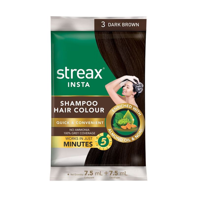 Streax Insta Shampoo Hair Colour Dark Brown Buy Streax Insta Shampoo 