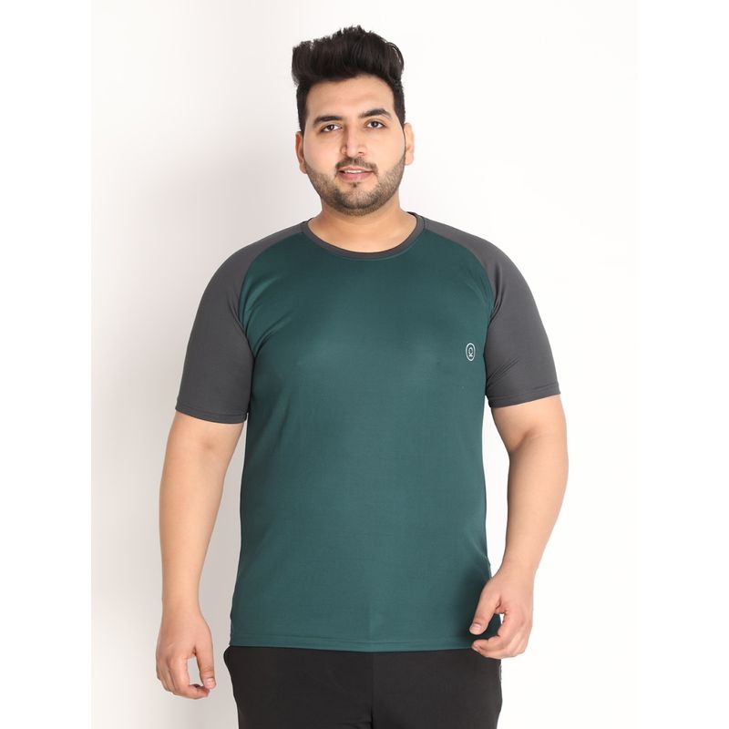 Chkokko Men Plus Size Solid Regular Fit Sports T-Shirt In Teal (5XL)