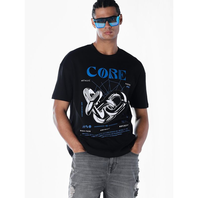 Jack & Jones Men Oversized Black T-Shirt (S)