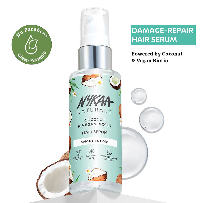 Nykaa Naturals Coconut Oil & Vegan Biotin Hair Serum for Damage Repair & Strong, Healthy Hair