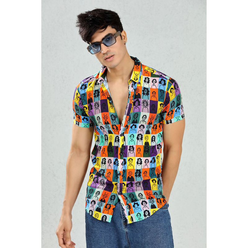 Dimeh Mens Pop Art Multi colour Shirt (S)
