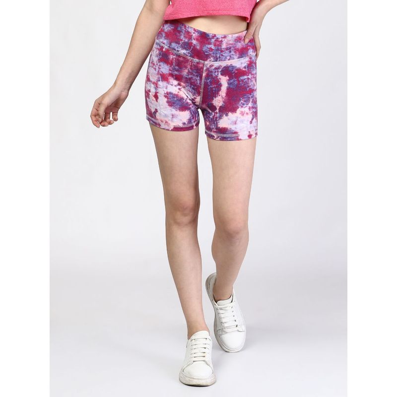 The Dance Bible Pink Purple Tie-Dye Printed Hot Pants (S)