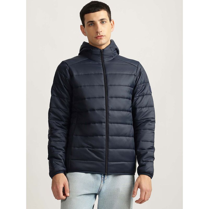 LINDBERGH Navy Blue Solid Puffer Jacket (L)