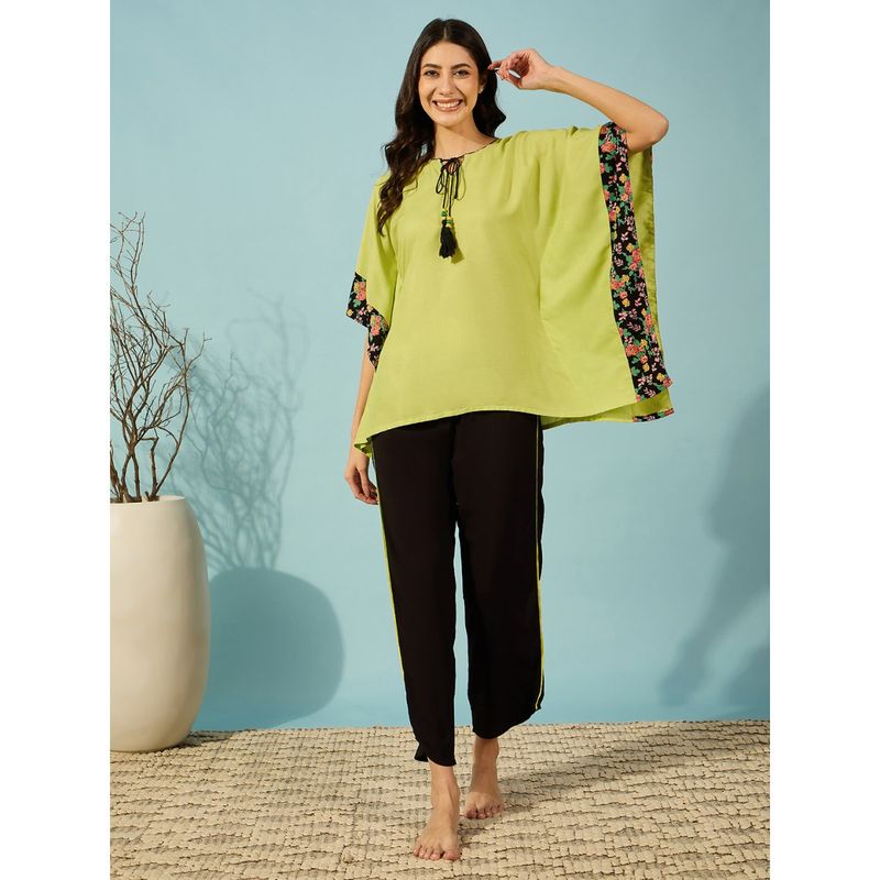 The Kaftan Company Fluorescent Green Kaftan Top & Pant (Set of 2) (S)