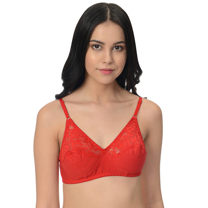 Mod & Shy Red Non-padded Non wired Basic Bra (34B)