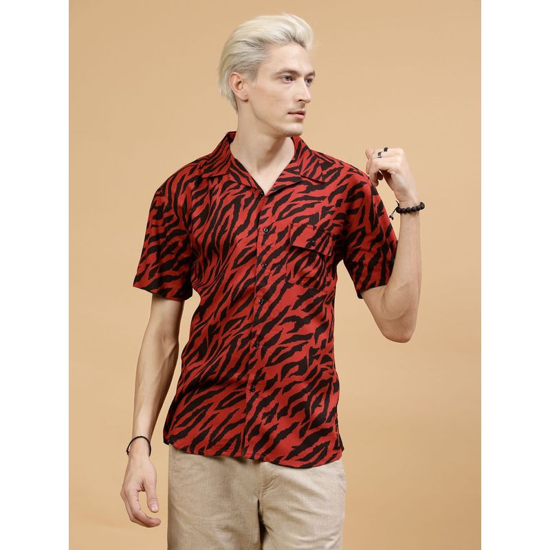 RIGO Men Red Animal Print Shirt (S)
