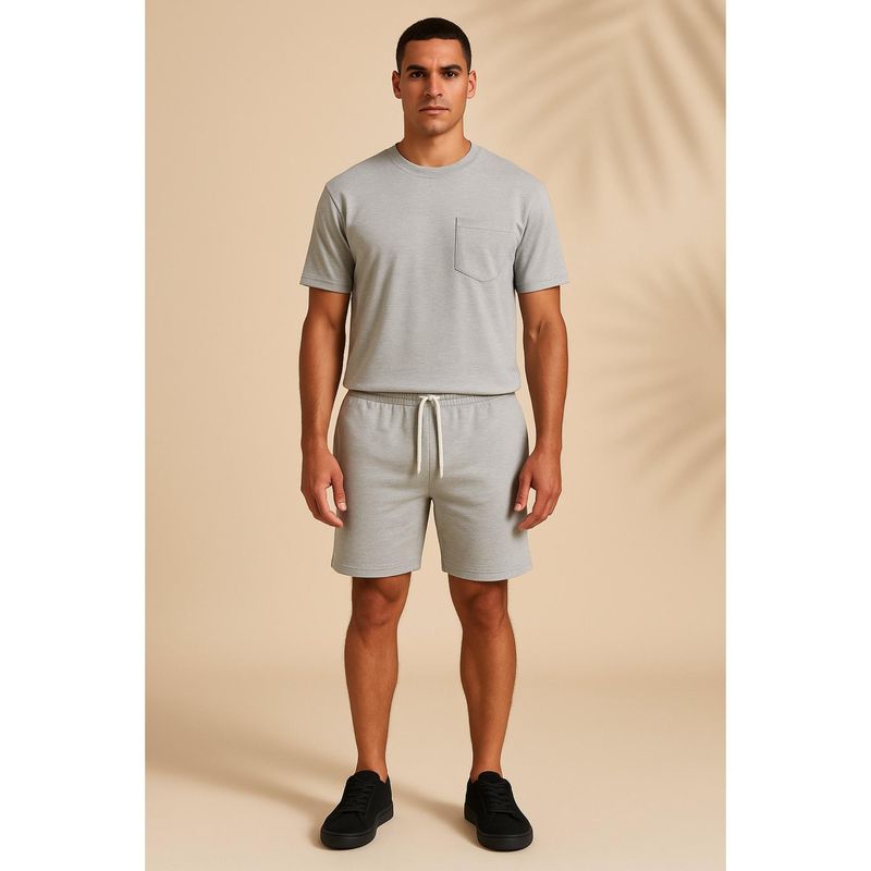 Blissence Grey Solid/Plain Knitted Co-ord Set (S)