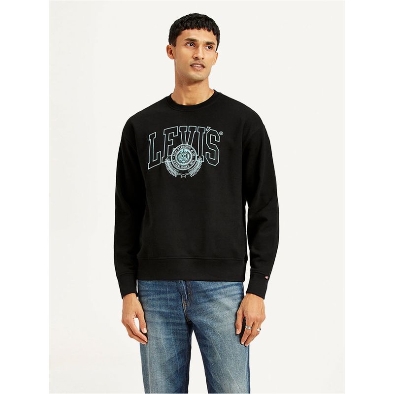 Levi's Men's Black Graphic Print Comfort Fit Sweatshirt (XL)