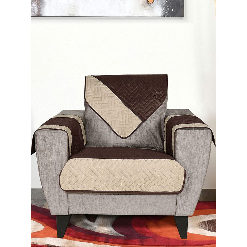 At Home by Nilkamal 1 Seater Reversible Patchwork Polyester Sofa Cover
