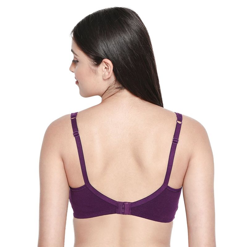 Buy Shyaway Women Dark Purple Mesh Neckline Non Padded Everyday Bra online