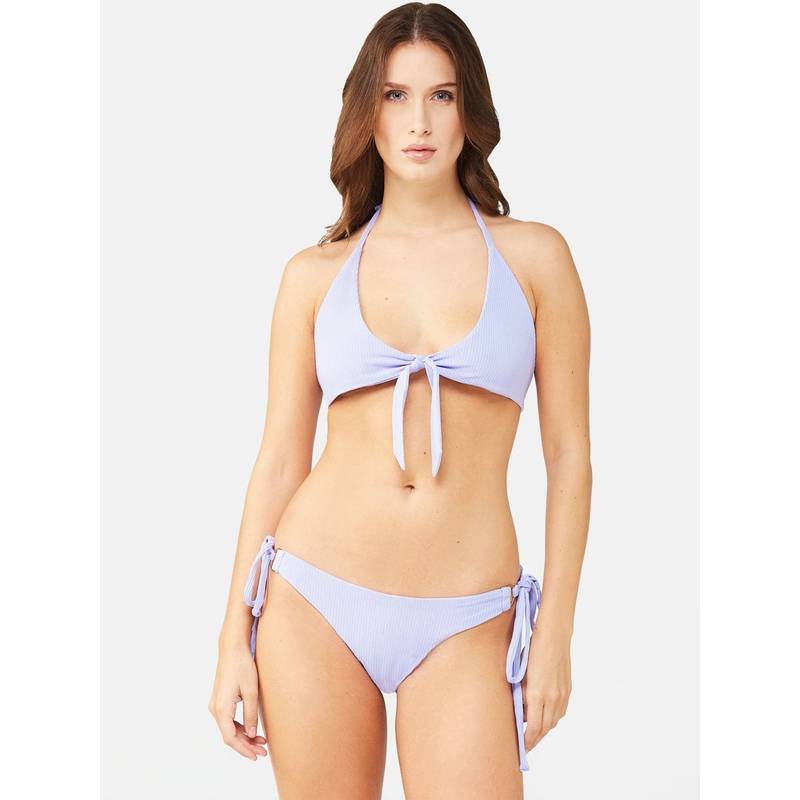G Heist Women Stretchable Ribbed Halter Swimwear Bra and Panty (XS)