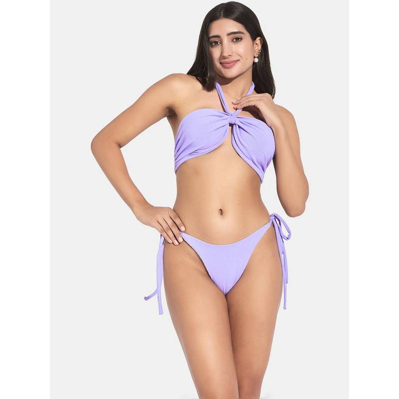 G Heist Women Ribbed Halter Beach Wear Swimwear Bra and Panty (XS)
