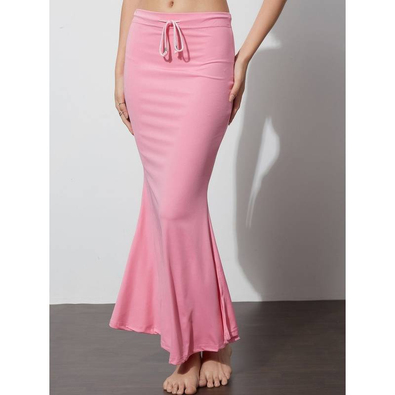 G Heist Women Pink Solid Skinny Fit Saree Shapewear (M)