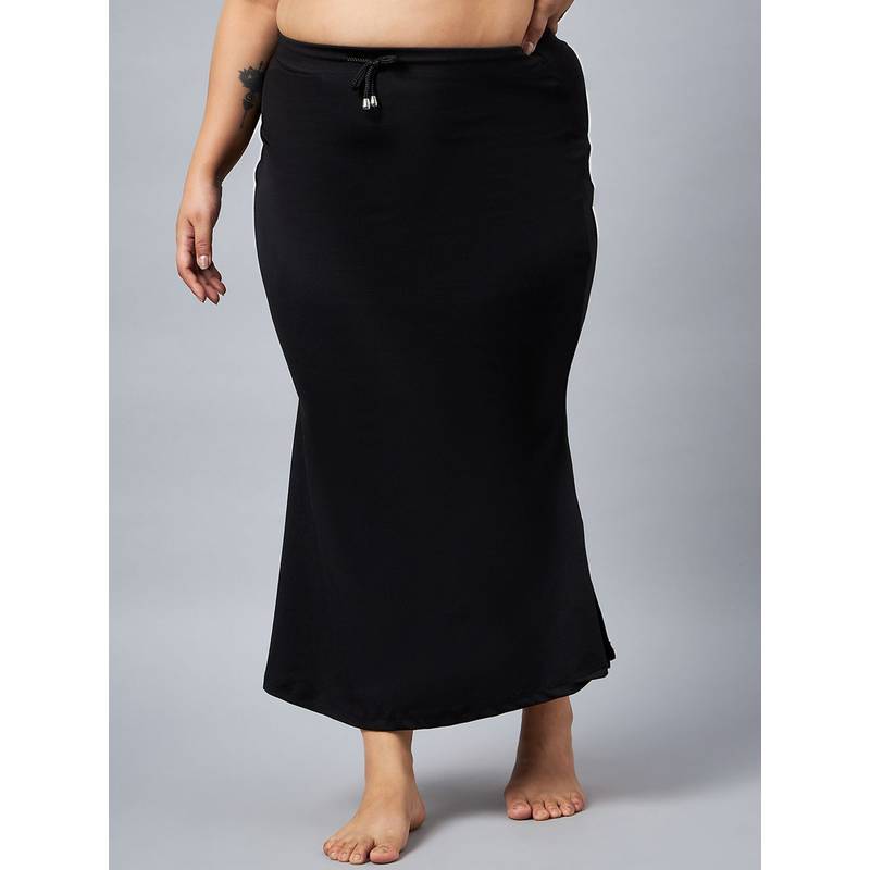 G Heist Women Black Plus Size Solid Skinny Fit Saree Shapewear (2XL)