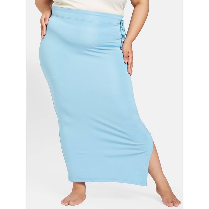 G Heist Blue Plus Size Seamless Side Drawstring Saree Shapewear (L)