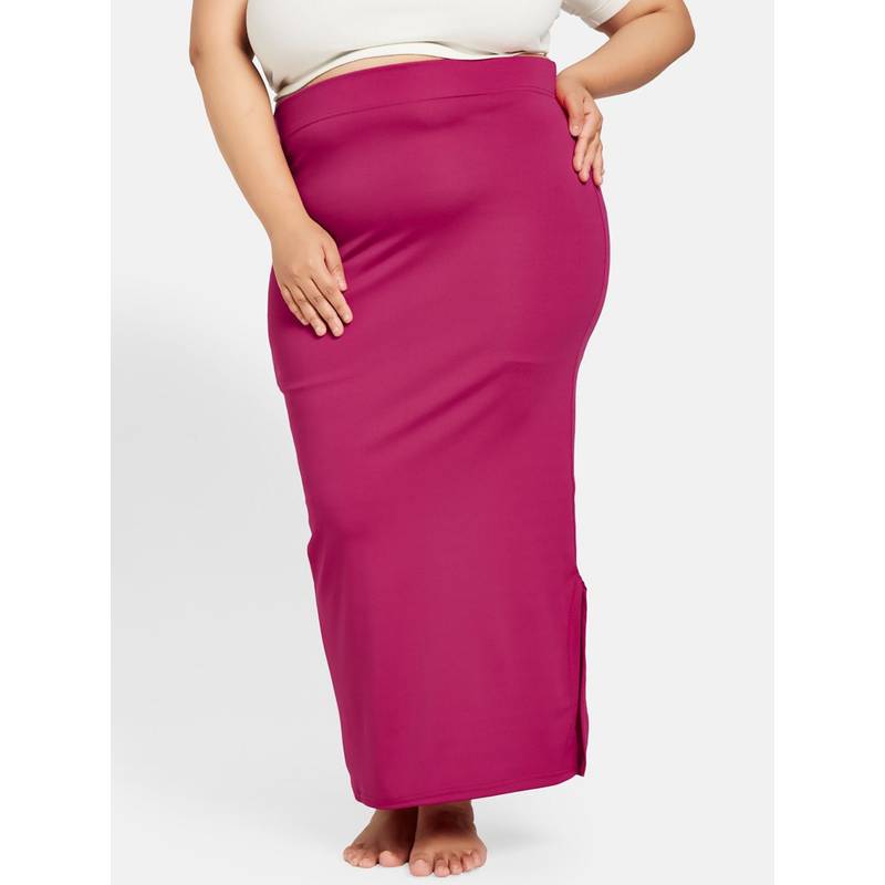 G Heist Women Magenta Plus Size Solid Seamless Saree Shapewear (L)