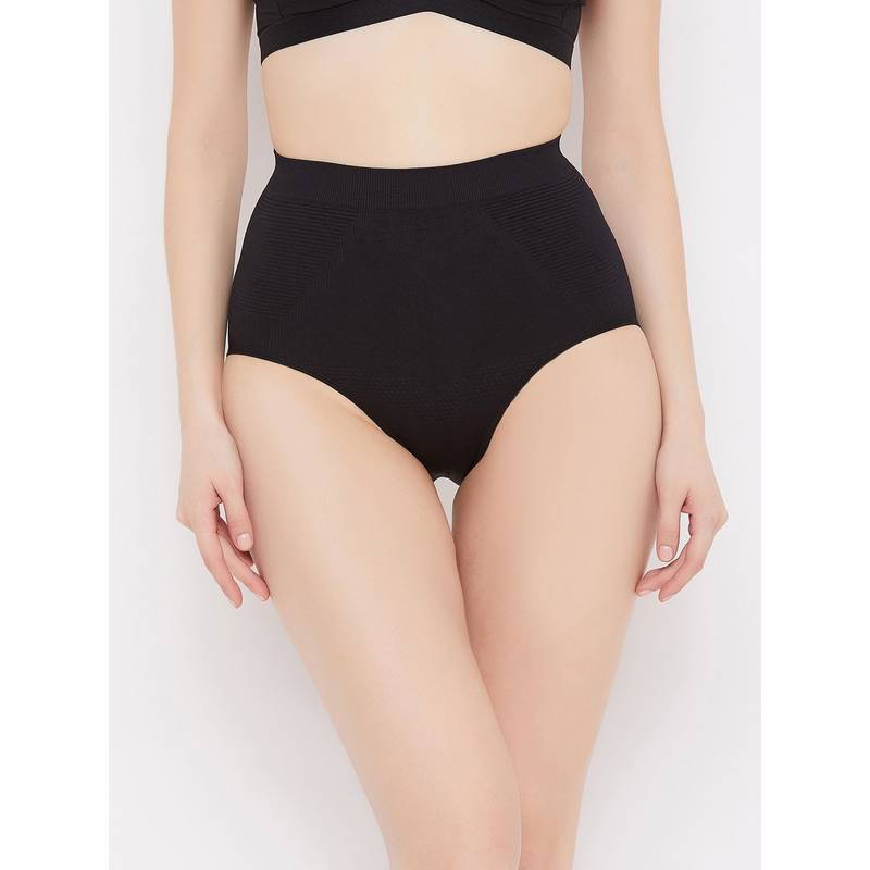 G Heist Women Black-Colored Solid High-Waist Seamless Shaping Brief (M)