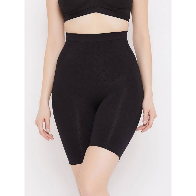 G Heist Women Black-Colored Solid High-Waist Tummy and Thigh Shaper (M)
