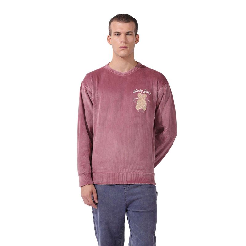 The Indian Garage Co Mauve Textured Oversized Fit Sweatshirt (S)
