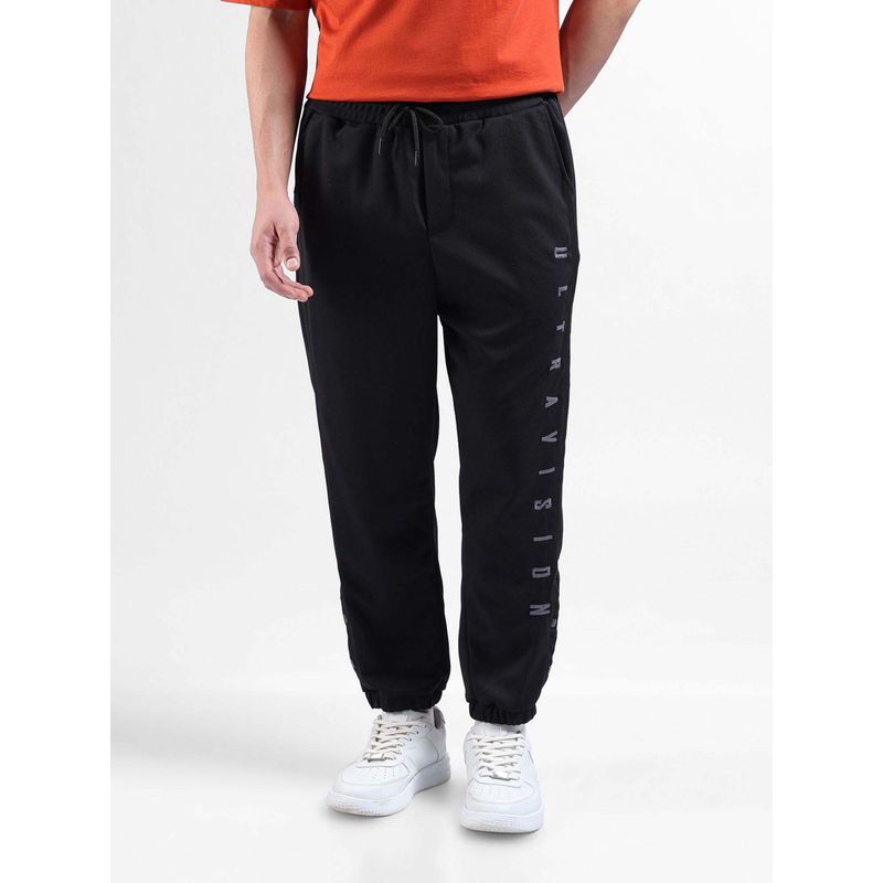 The Indian Garage Co Black Solid Relaxed Fit Trackpant (S)