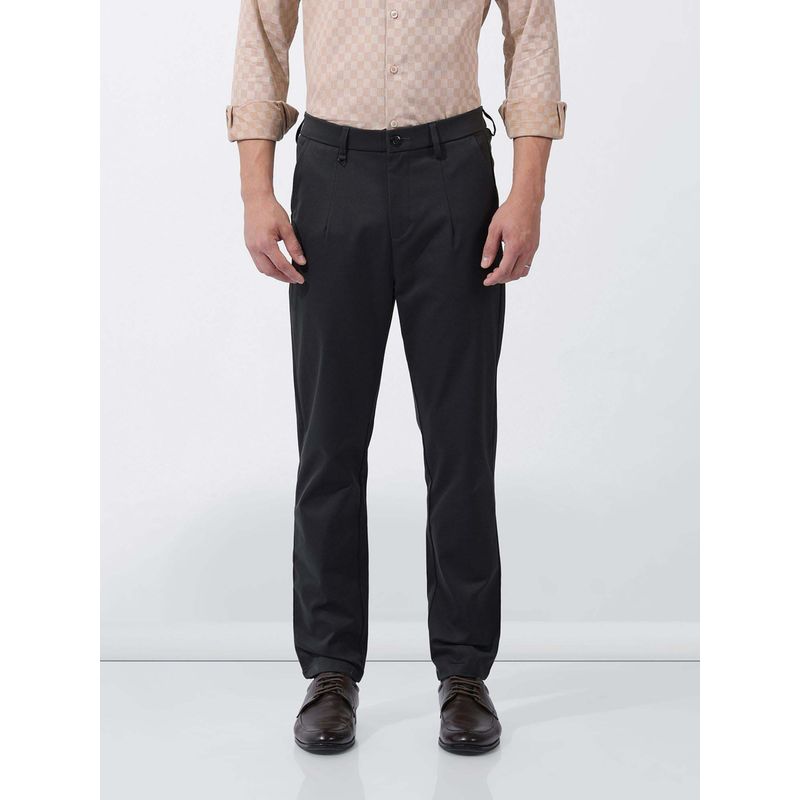 The Indian Garage Co Grey Solid Regular Fit Trousers (28)