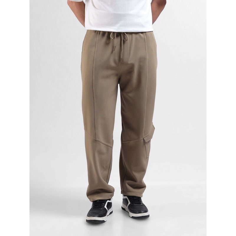 The Indian Garage Co Khaki Solid Relaxed Fit Trackpant (36)