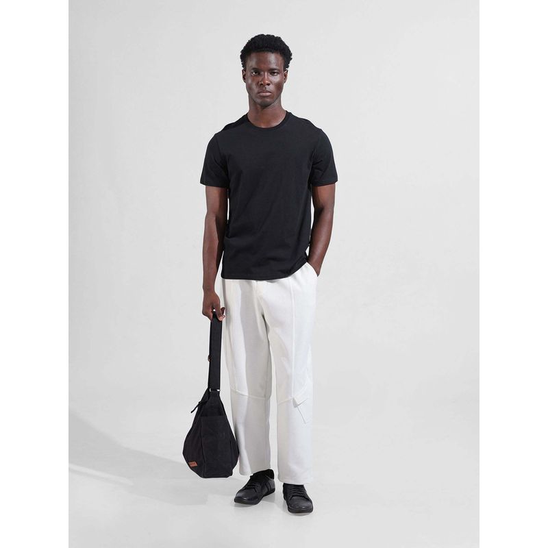 The Indian Garage Co White Solid Relaxed Fit Trackpant (30)