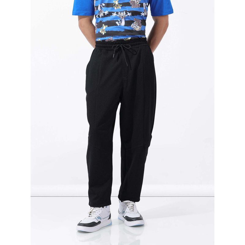 The Indian Garage Co Black Solid Relaxed Fit Trackpant (30)