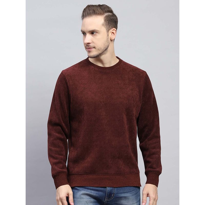 Monte Carlo Rust Solid Regular Fit Sweatshirt (L)