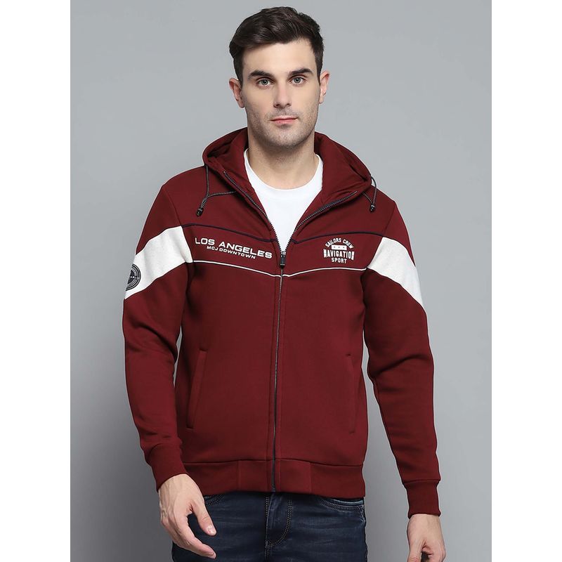 Monte Carlo Maroon Solid Regular Fit Hoodie (2XL)