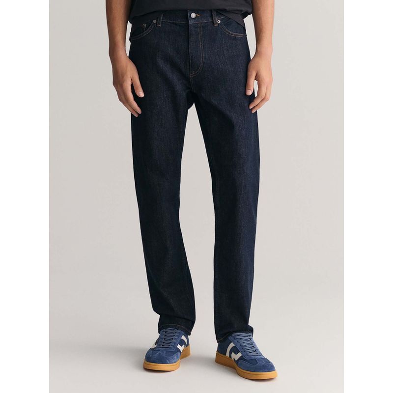 GANT Blue Solid Regular Fit Jeans (30)