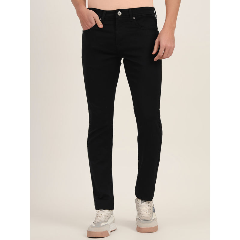 JadeBlue Greenfibre Jet Black Slim Fit Modern Denim Comfortable Stretch Jeans (42)