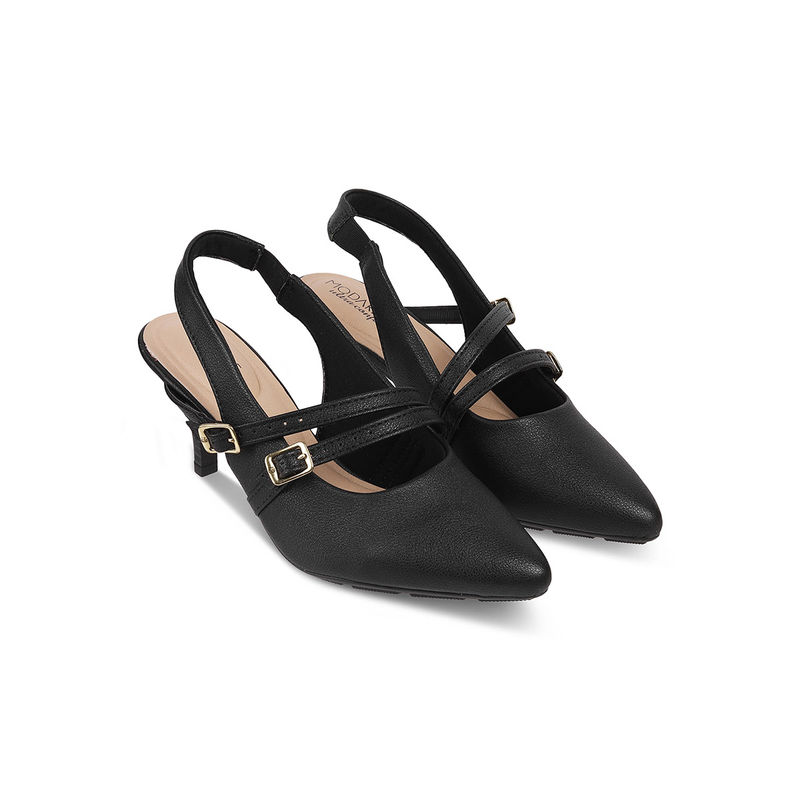 MODARE Women Black Slingback Sandal Heels (EURO 38)