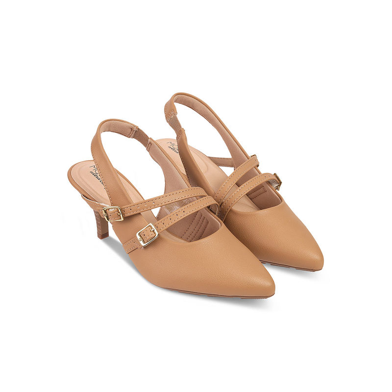 MODARE Women Tan Slingback Sandal Heels (EURO 39)