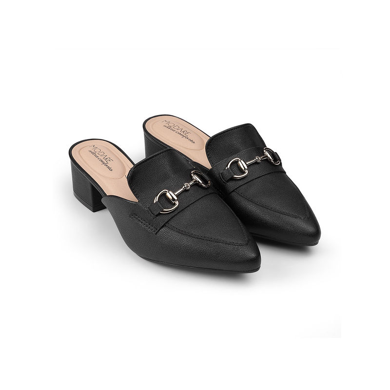 MODARE Women Black Block Heeled Mules (EURO 38)