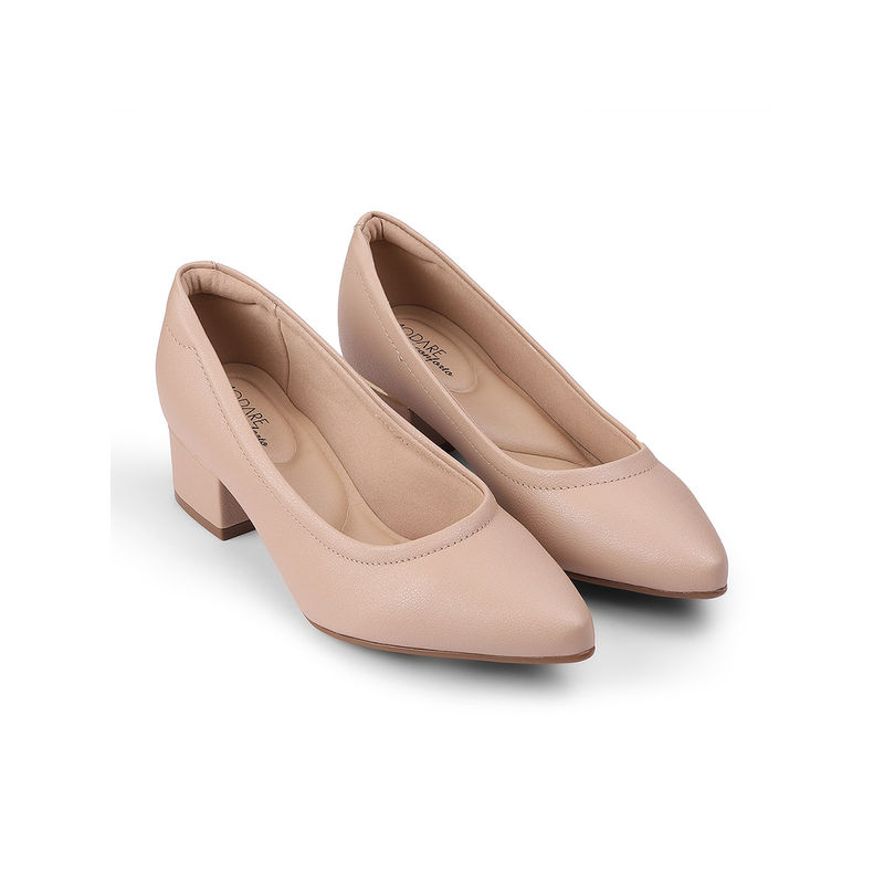 MODARE Women Beige Block Heel Pumps (EURO 38)