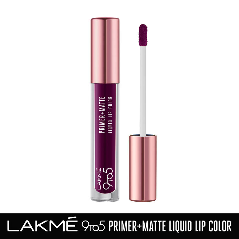 Lakme 9to5 Primer + Matte Liquid Lip Color - MM4 Dynamic Purple
