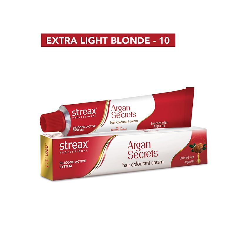 Streax Professional Argan Secrets Hair Colourant Cream - Extra Light Blonde 10