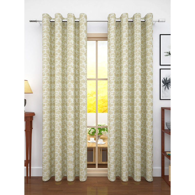 Story@Home Jacquard 400 GSM Cream 2 U Door Curtain (7 Feet)
