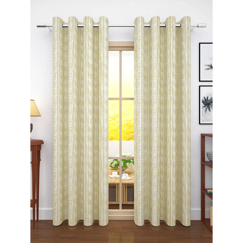 Story@Home Jacquard 400 GSM Cream 2 U Door Curtain (7 Feet)