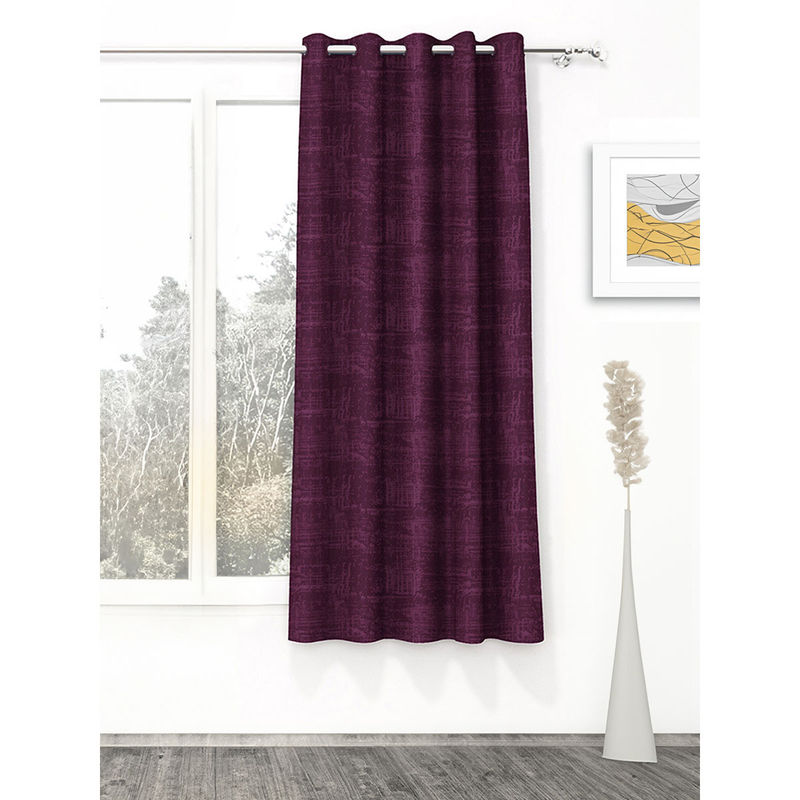 Story@Home Blackout 300 GSM Polyester 1 PC Window Curtain (Maroon) (5 Feet)