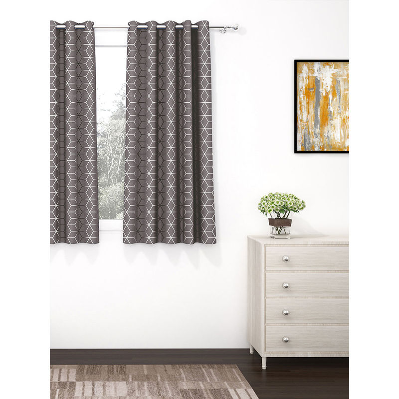 Story@Home 300 GSM Polyester Blackout Window Curtain 1 Pc Grey (5 Feet)