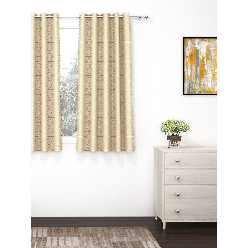 Story@Home 300 GSM Polyester Blackout Window Curtain 1 Pc Beige (5 Feet)