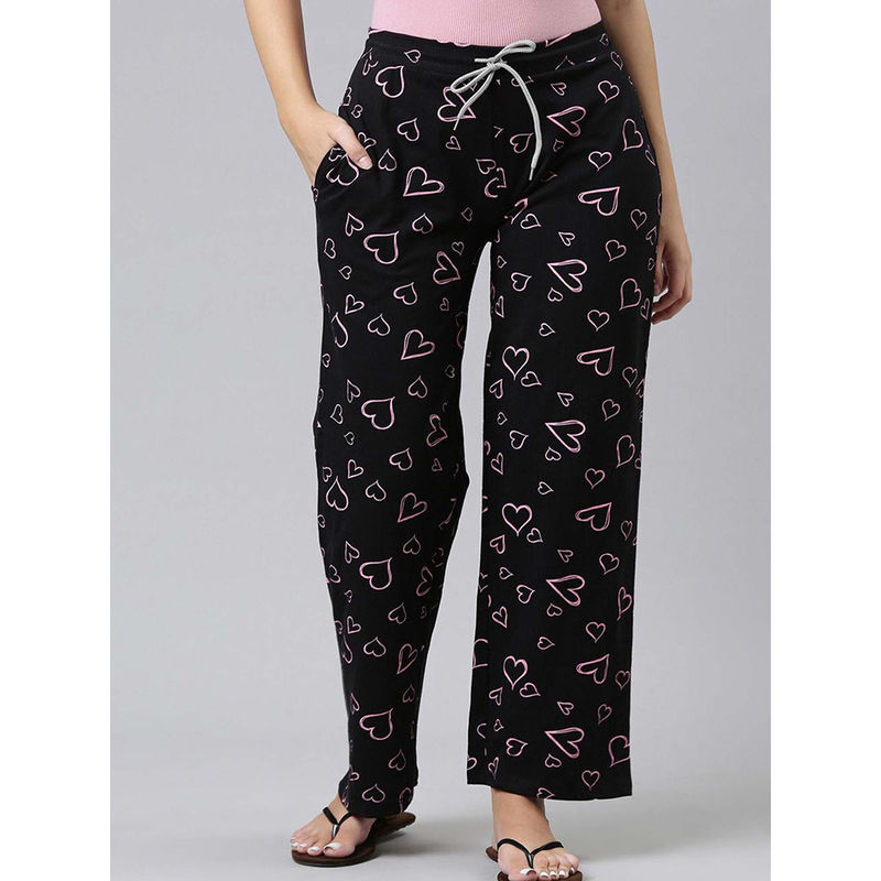 Kryptic Black Printed Pyjama for Women (2XL)
